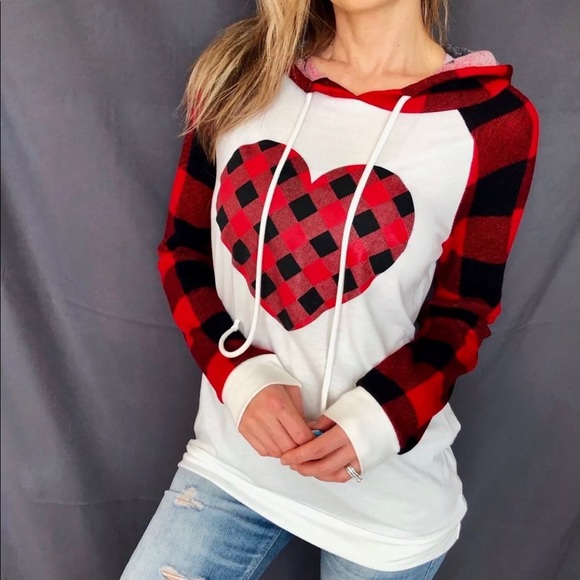 Tops - Valentine’s Day Heart Graphic Long Sleeve Hoodie
